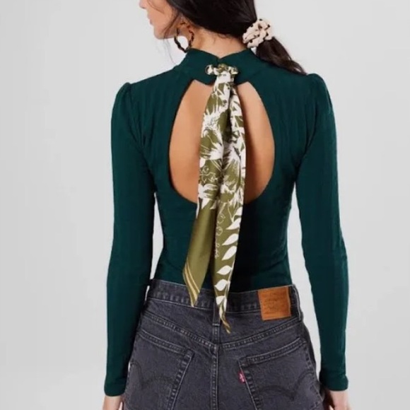 Free People Party in The Back Top in Dark Green - Size Small - Picture 2 of 11